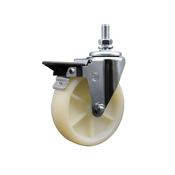 5 Inch Nylon 12 Inch Threaded Stem Caster with Brake
